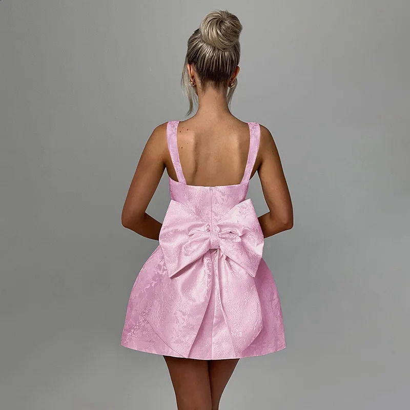 Avrilyan bow spaghetti strap backless sexy A-line dress womens strapless party dress elegant Bodycon mini summer dress Vestitos 250408