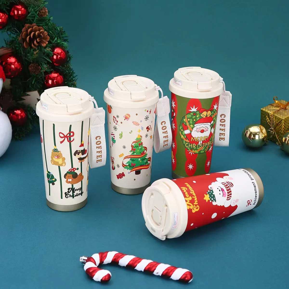 Christmas Christmas Thermos Cup 316Stainless Steel Portable Coffee Mug with Straw Santa Vacuum Water Bottle Christmas Gift for kitchenware Y251112