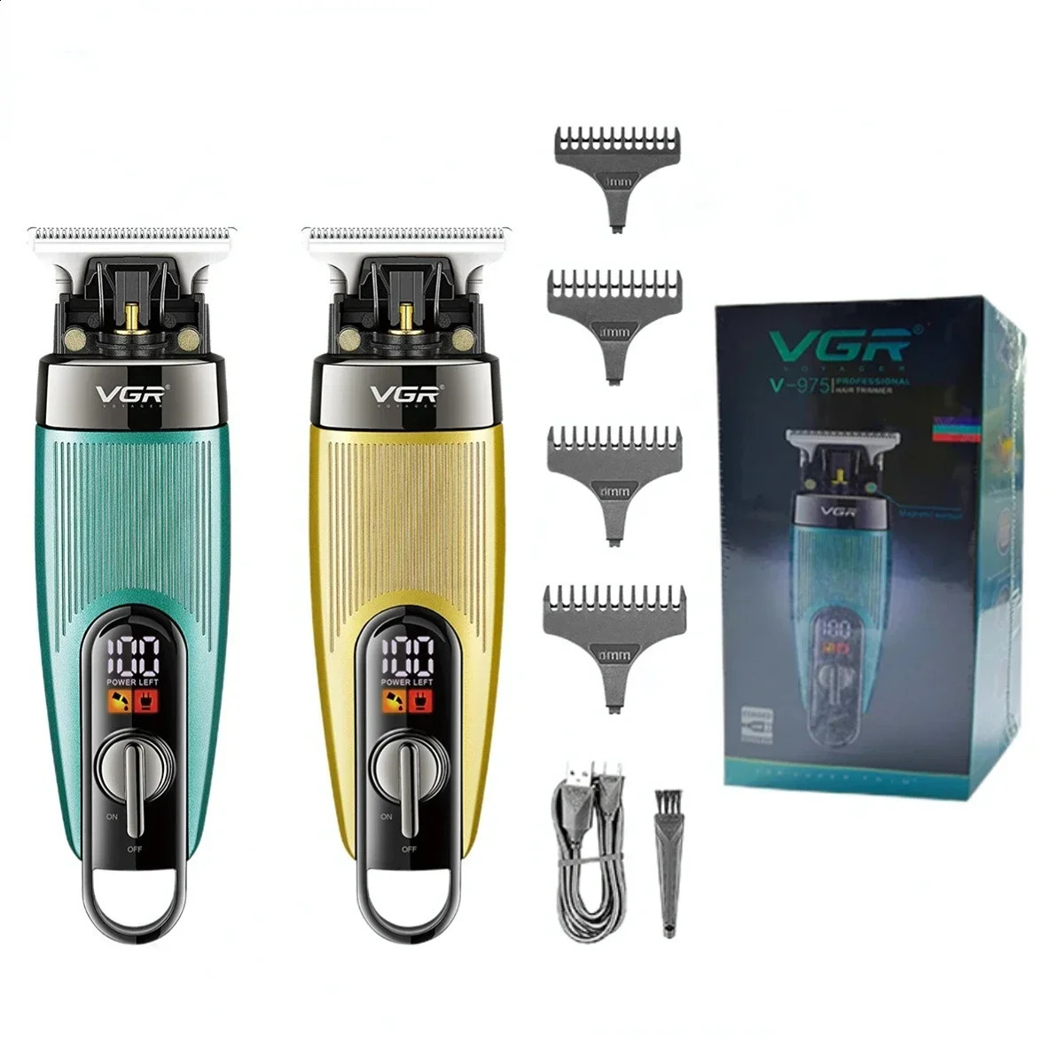 VGR 975 Hair Trimmer Professional Hair Clipper Rechargeable Haircut Machine Electric Trimmer Digital Display Clippers for Men 250410