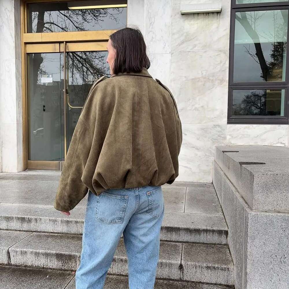 Designer Clothes 2025 RARA Spring New Arrivals Women's Suede Textured Bomber Street Style Casual All-Match Jacket