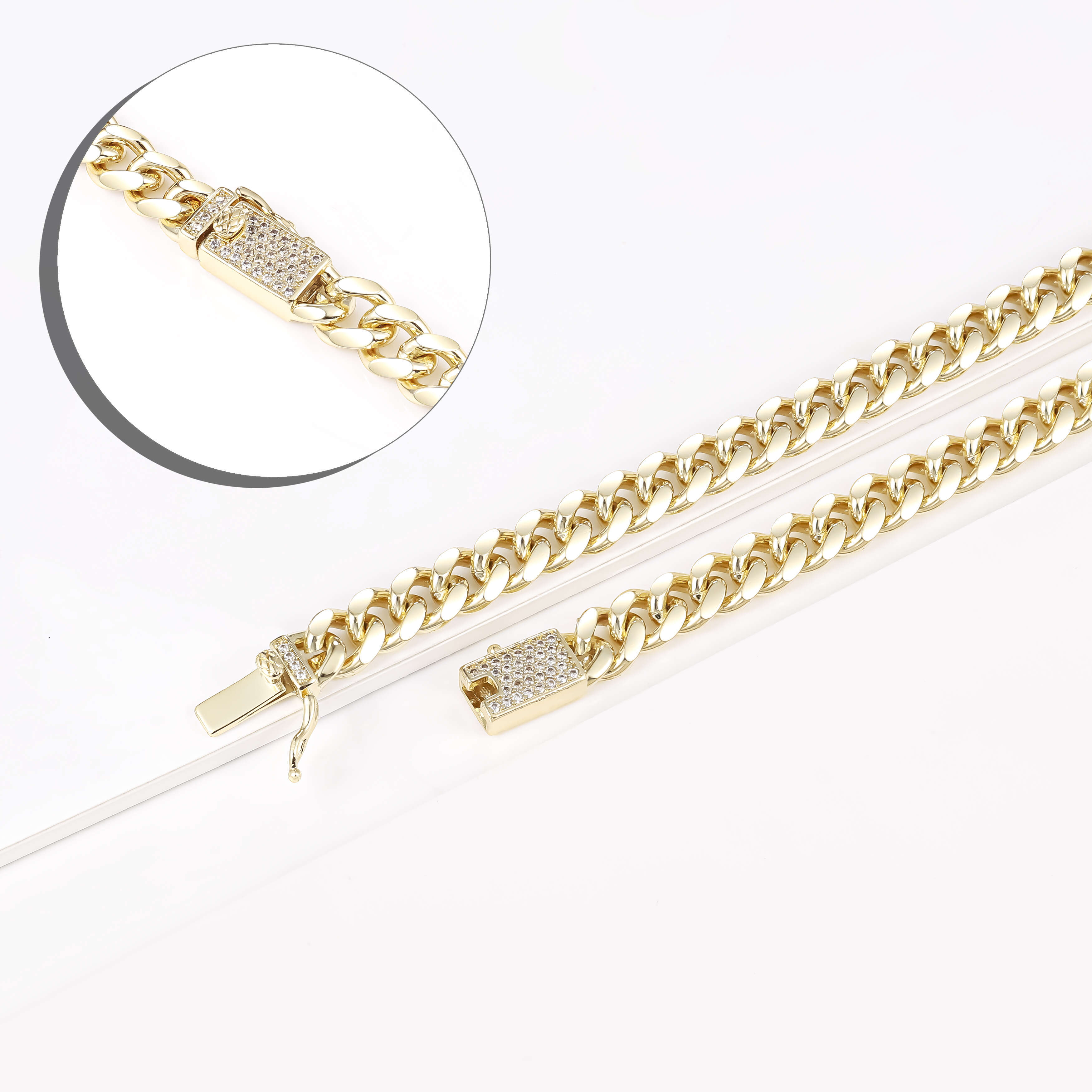 CM Wholesale Hip Hop Men 14k Gold Filled Plated Joyeria Women Zircon Necklace Jewelry Miami Cuban k Chains