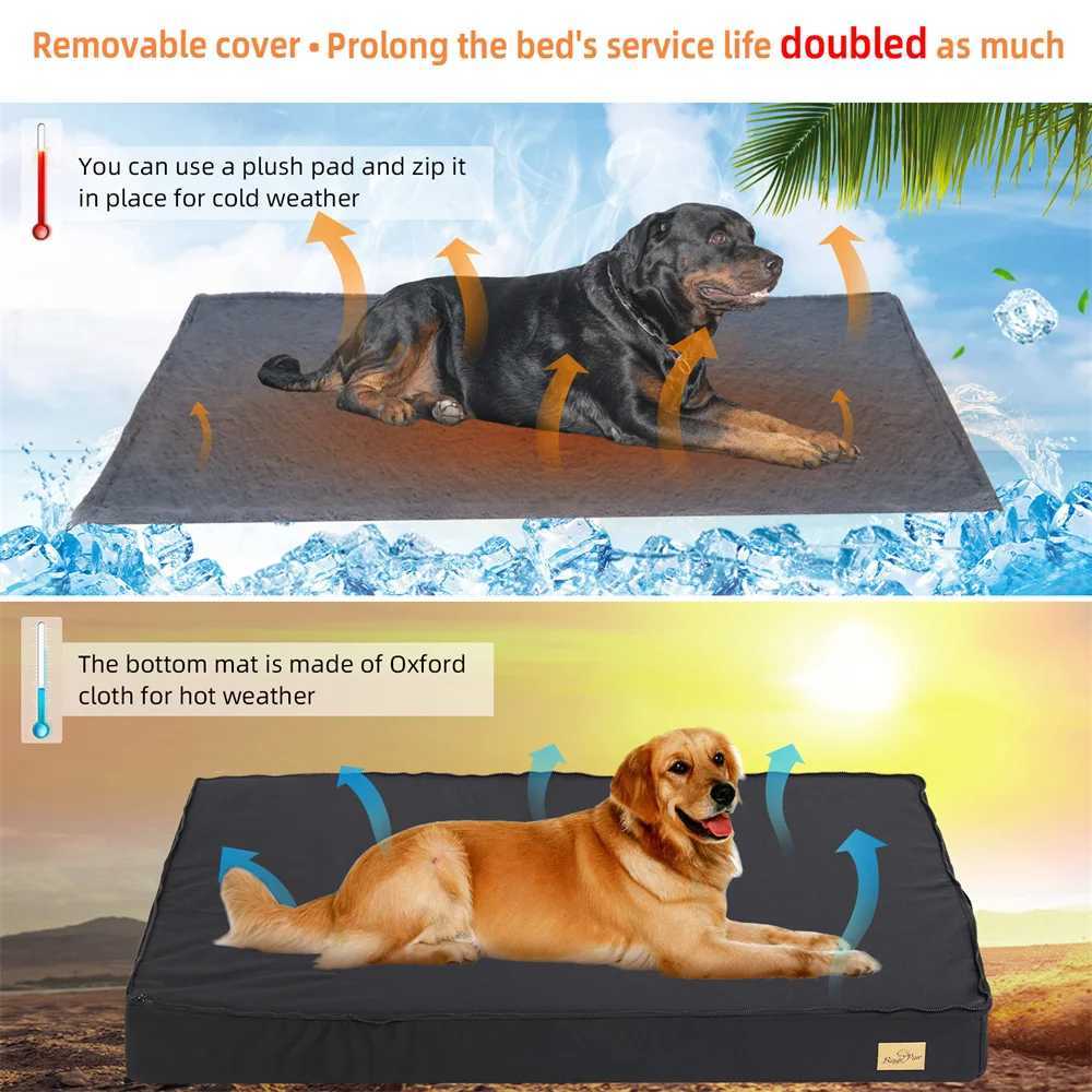 Large orthodontic dog bed waterproof pad Pet pad 2-in-1 pet dog Flat noodles box bed indoor and outdoor with removable and washable cover X250412