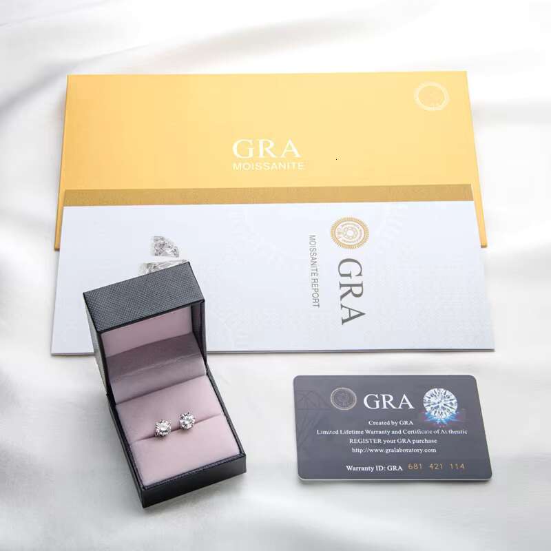 Moissanite 0.5CT 1CT 2CT 3CT Gold Plated 925 Sterling Silver Vvs Moissanite Stud Earrings With Gra Certificate