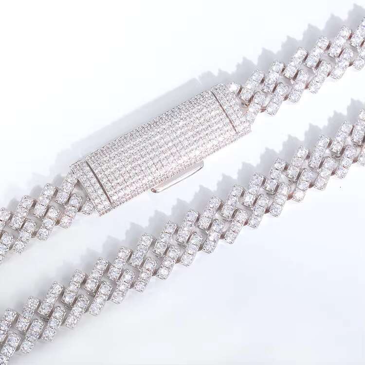 Customized Hiphop Jewelry 10mm Single Rows Cuban Link with Iced Out Moissanite Diamond Cuban Chain Rapper Necklace