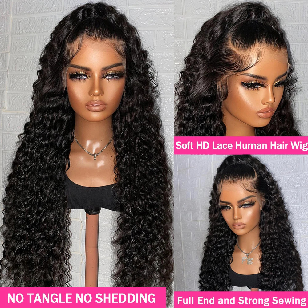 40Inch Deep Wave Frontal Wig Transparent 13x4 13x6 HD Lace Frontal Human Hair Wigs Curly Human Hair Lace Frontal Wigs For Women 250409