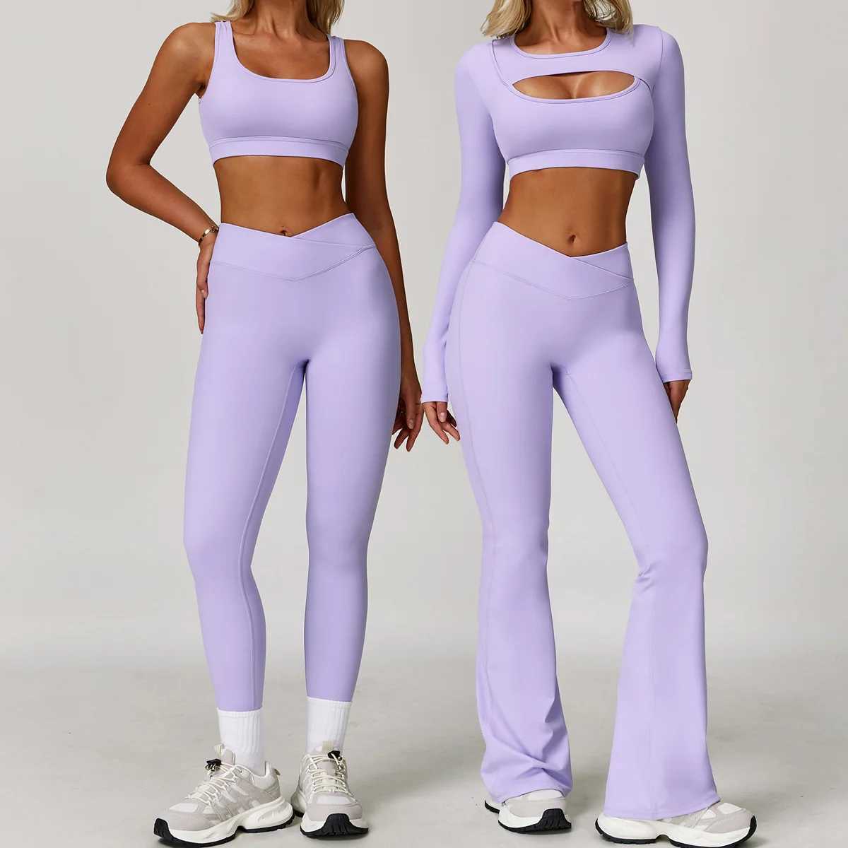 2 Piece Set Yoga Set Women Tracksuit High Waisted Leggings Sports Bra Gym Fitness Long-sleeved training suit Sportswear Workout J251112