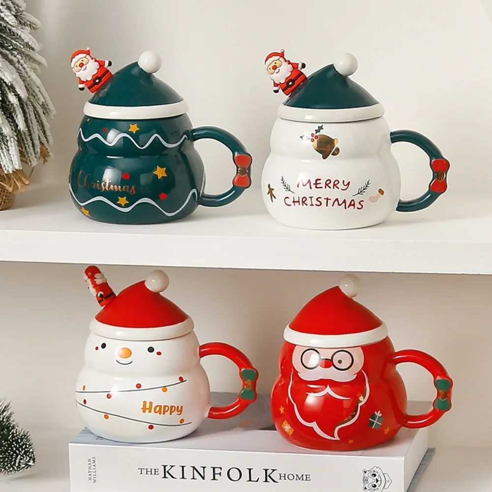 Christmas Christmas Ceramic Mug Large Capacity Nordic Style Snowman Santa Tree Creative Gift for Holiday Season Y251112