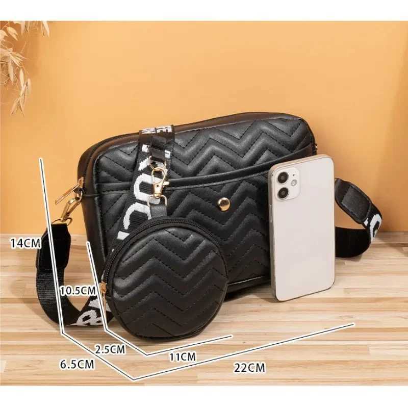 Womens PU Leather Crossbody Bag Zipper Handbag Fashion Retro Korean V Pattern Causal Travel Bag Female Phone Purse Shoulder BagT2511112