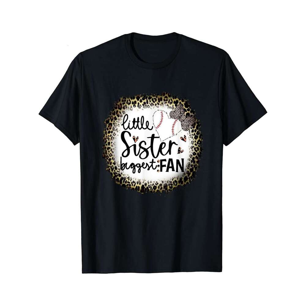 Designer T shirt Baseball Little Sister Biggest Fan Shirt Leopard Baseball - 220g T shits