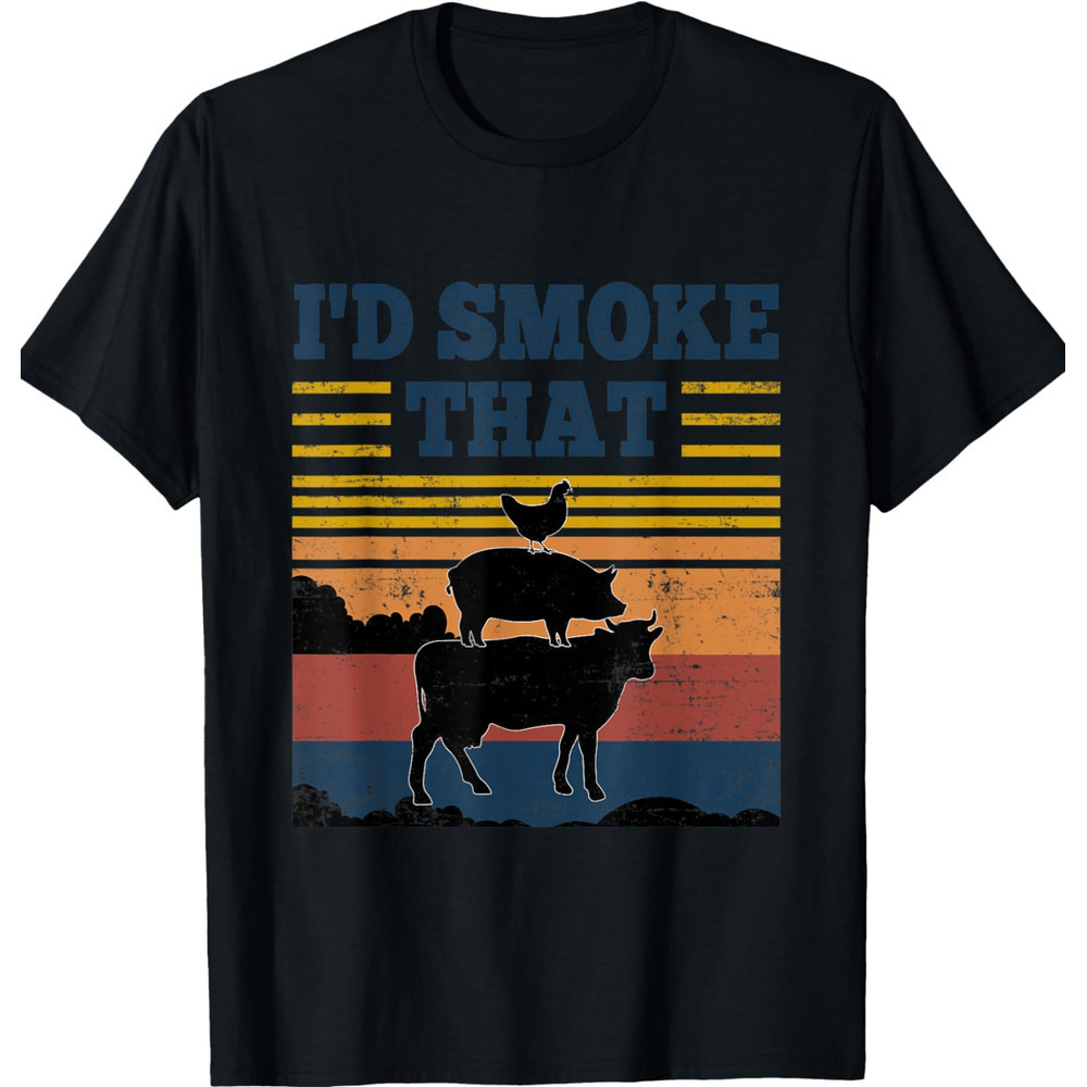 T shirt for Mens Id Smoke That Retro Vintage Funny Farm Animals Farmer Gift Graphic Tee Casual Tops Clothes Short sleeve cool