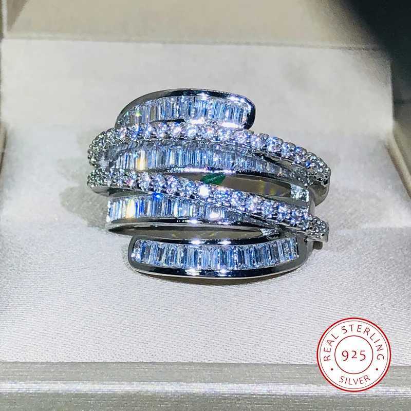 High quality interwoven geometric white zircon ring 925 silver suitable for women men wedding parties engagement jewelry giftsXJ250412