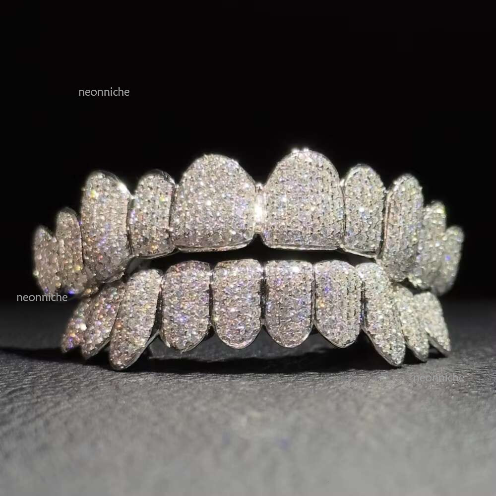 Vvs Blue Moissanite Hip Hop Iced Out Dia 10K 14K Gold Sier Custom Grillz for Teeth