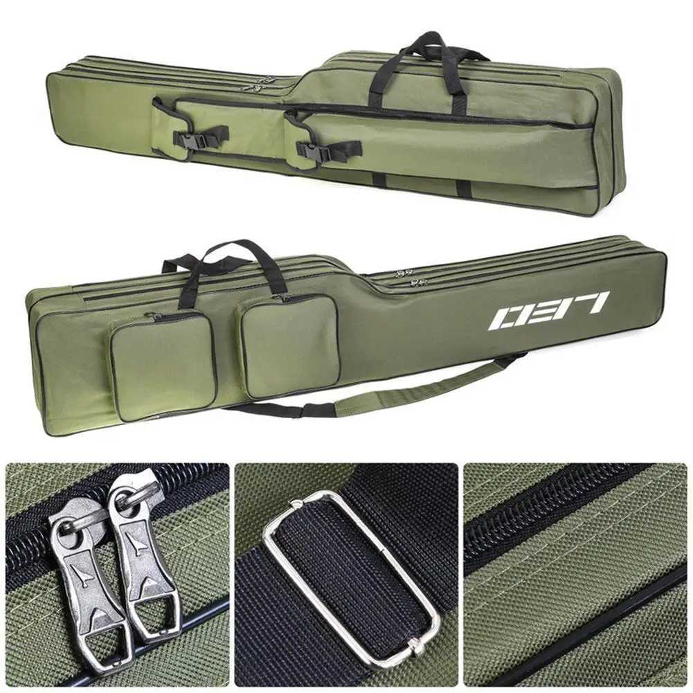 1.3m Portable Folding Fishing Rod Bag 2 Layer Fishing Pole Gear Tool Storage Case Backpack Fishing Equipment Fishing Reel Bag Z250411