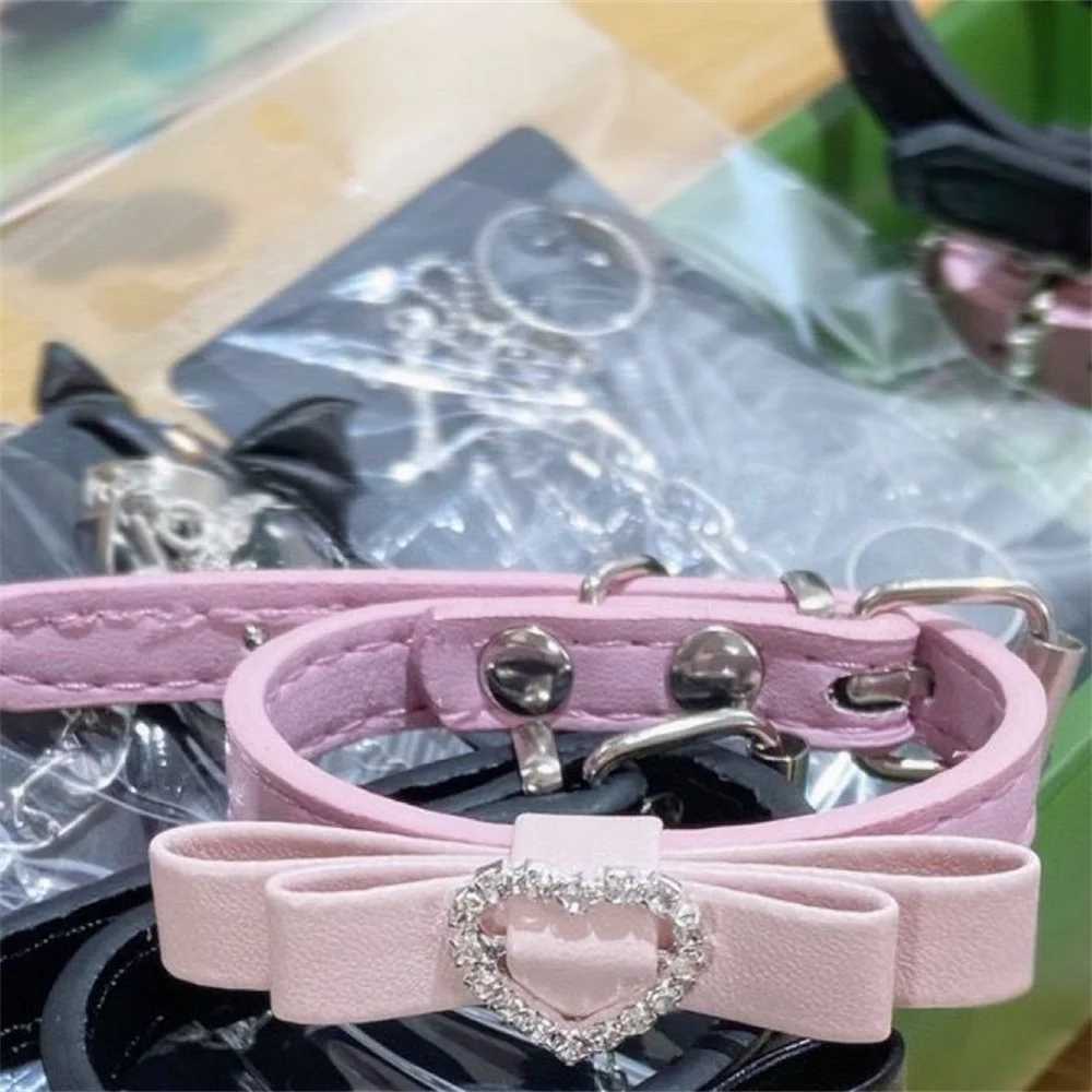 Bowknot Rhinestone Heart Leather Bracelets On Hand for Women Girl Harajuku Lolita Y2k Aesthetic 2023 Trendy Jewelry AccessoriesC250411