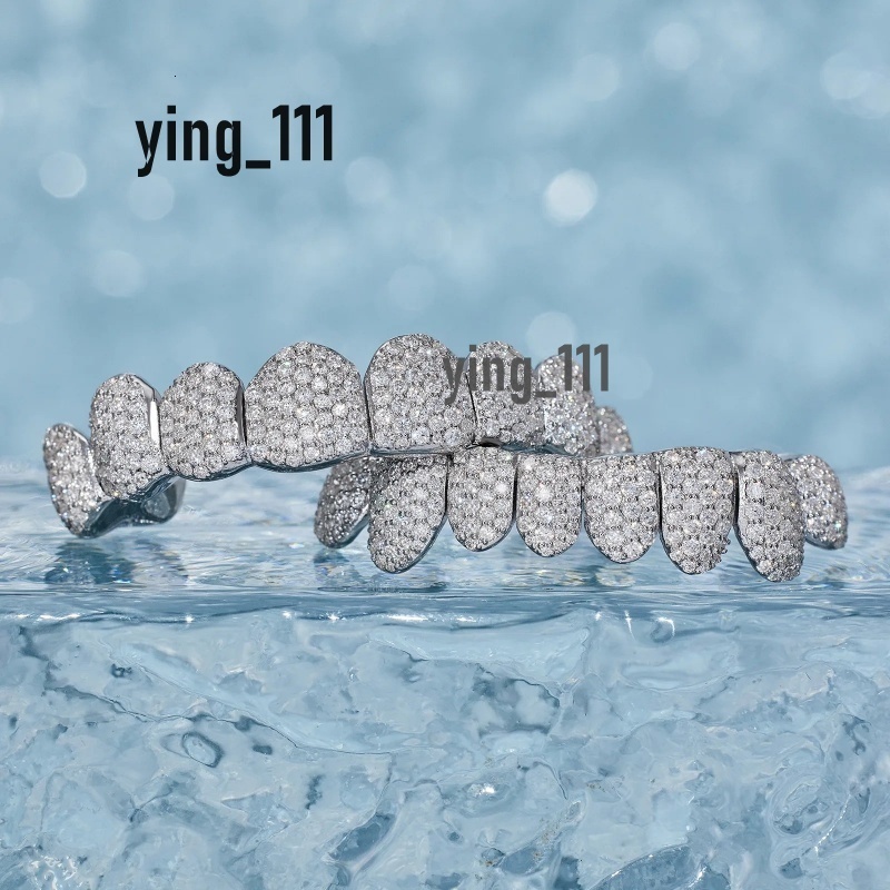 New Wholesale Men Hip Hop 925 Silver Teeth Grillz Top Bottom Iced Out Grillz Dental VVS Moissanite Custom Jewelry Grillz Teeth