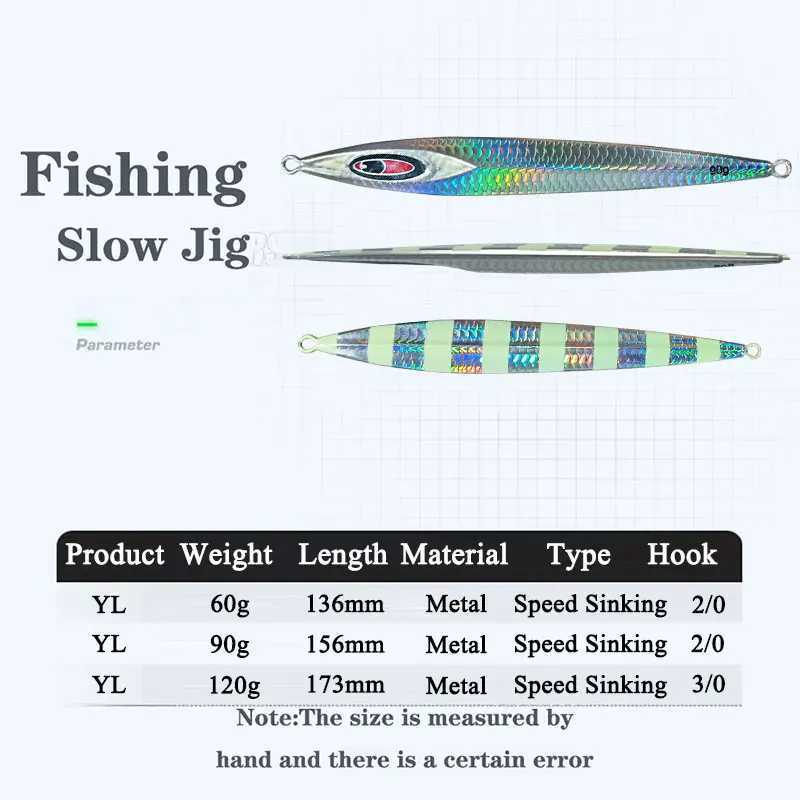 AS Fast JIg Lure Fishing Glow Jig Speed Falling Angler 60g90g120g Boat Sea Fishing Metal Hard Vertical Bait Sinking Pesca Bait Z250411