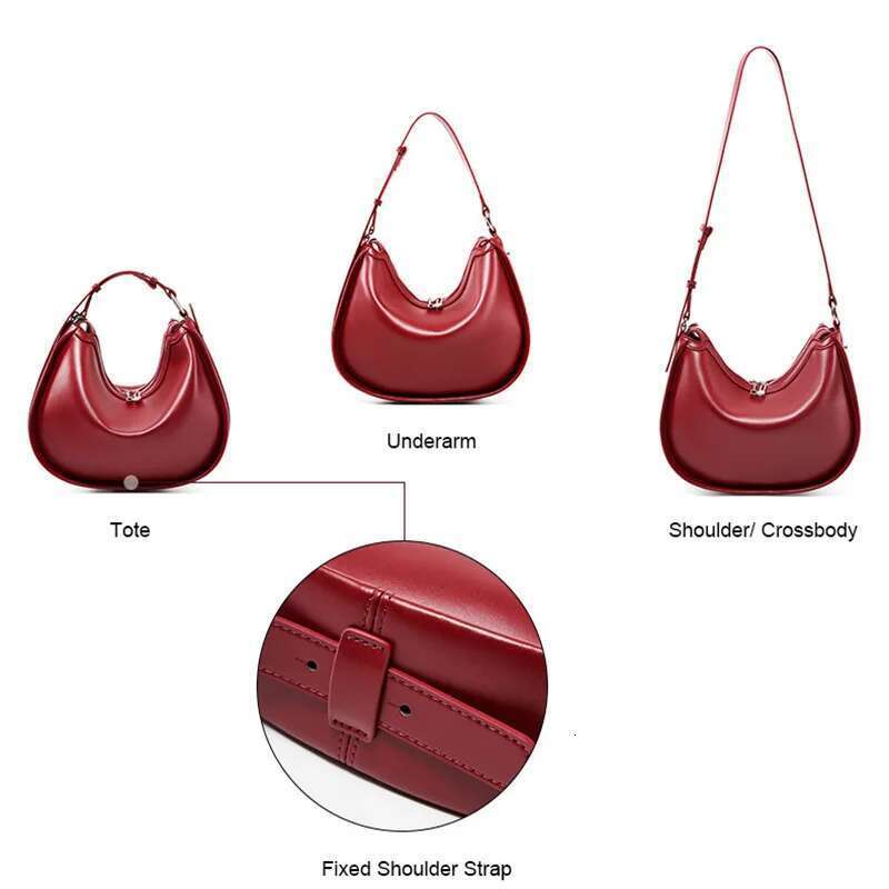 Designer Bag 2024 New Women's Underarm Female Genuine Leather Half Moon Design Handbags Ladies Simple Shoulder Crossbody Bags Wrist Bag
