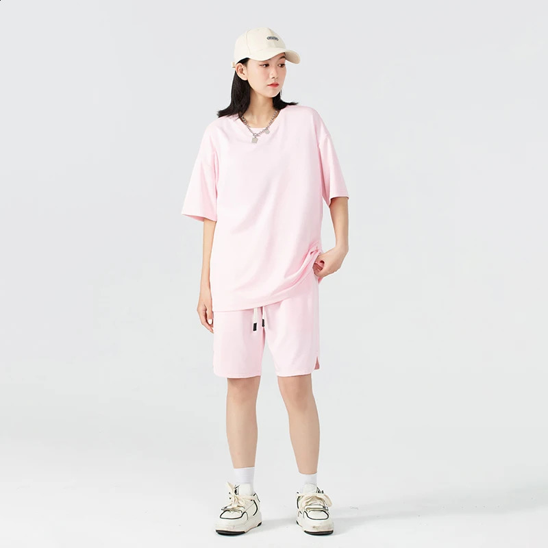 Summer Slim Couple Short Sleeved T-shirt With 5/4 Shorts Set Comfortable Breathable Outdoor Sports and Fitness Womens Set 250411