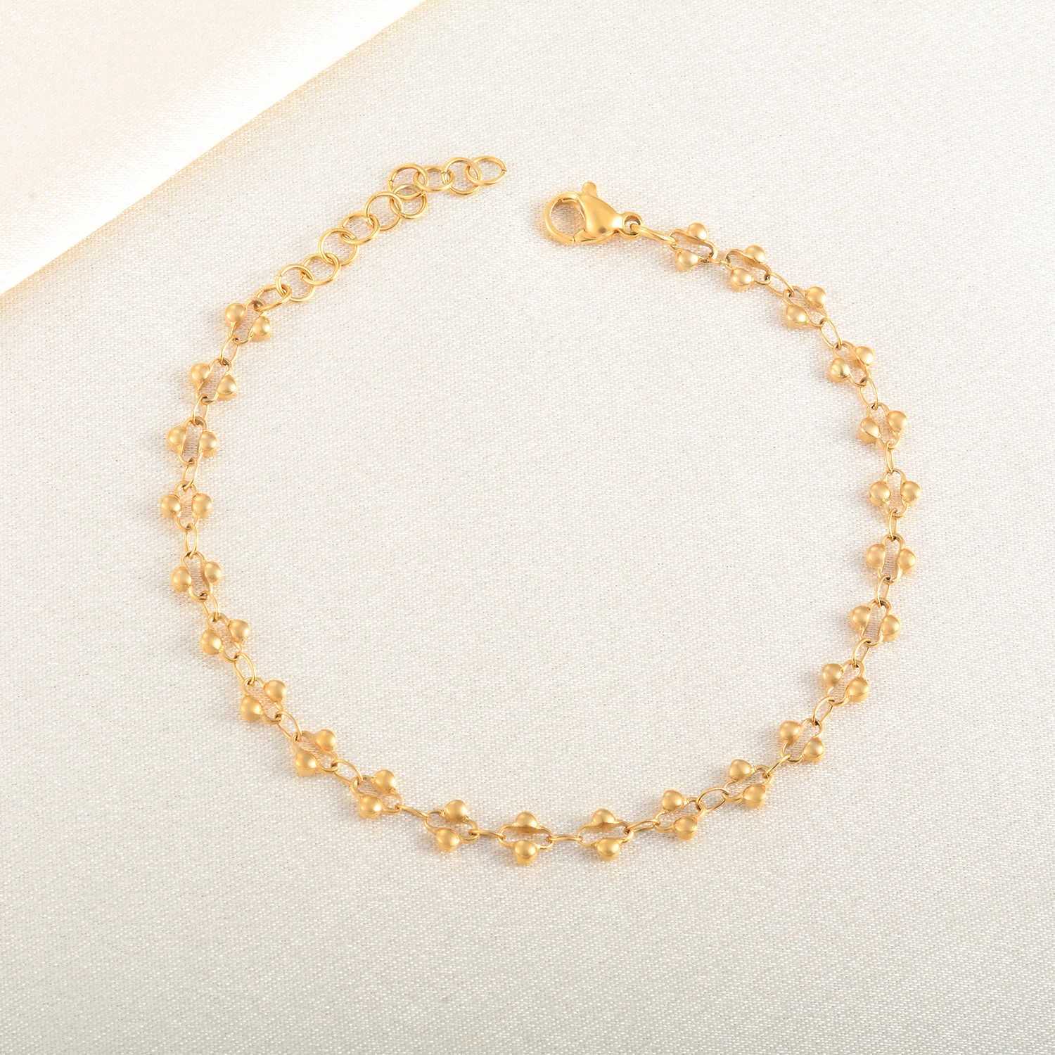 Flower Shape Stainless Steel Bracelet Gold And Sliver Color Cross Pattern Handmade Chain For Women Jewery GiftC250411