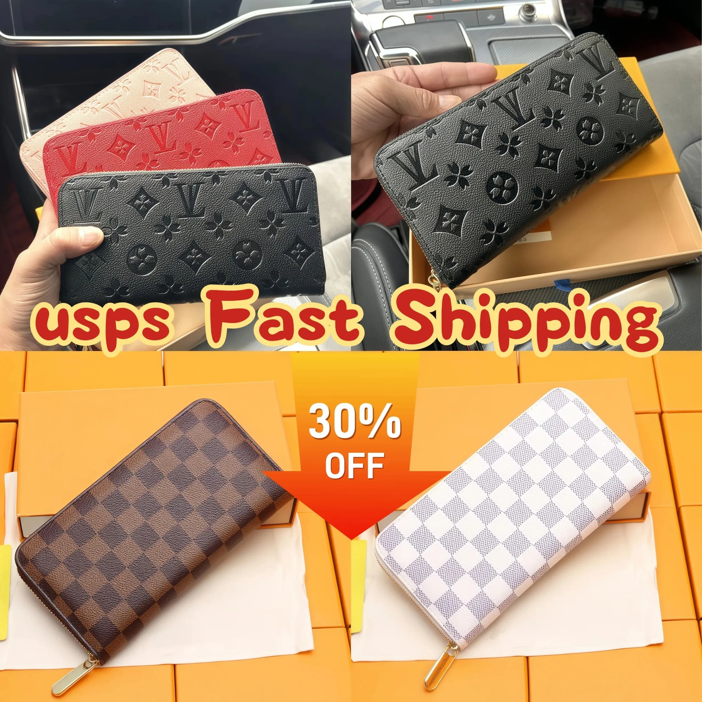 Designers ZIPPY WALLET High Quality Soft Leather Mens Womens Iconic textured Fashion Long Zipper Wallets Coin Purse Card Case Holder Wih Box Dust bag 6 colour
