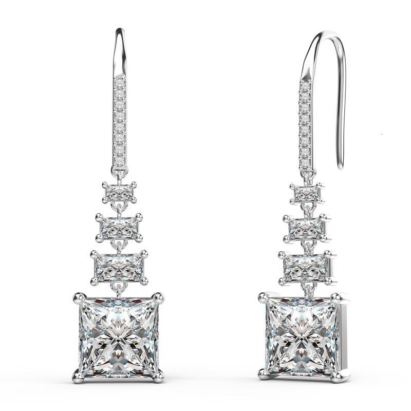 Elegant Princess Cut Crystal Drop Earrings