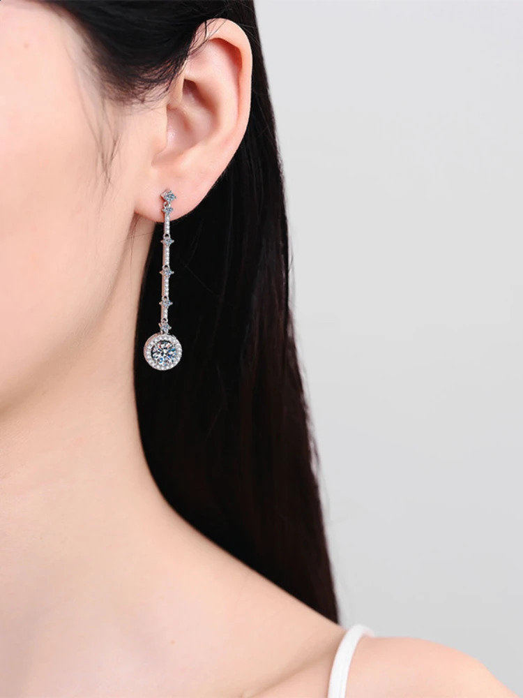 MoisaLuxe Official Store Plata Sterling 925 Silver Long Tassel Round Bag Earrings for Women Hoops Piercing Day Gift 250411