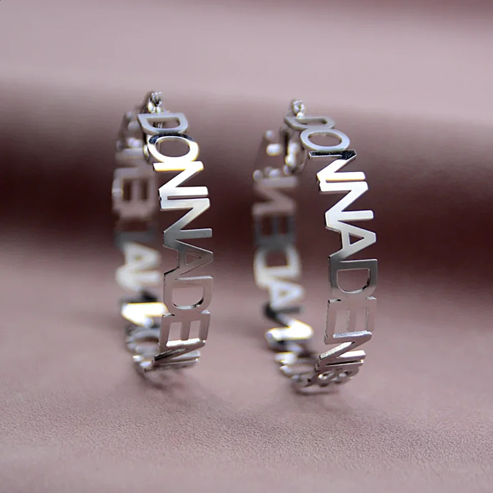Personalized custom womens name earrings a pair of letter hoop stainless steel jewelry y ner holiday gifts 250410