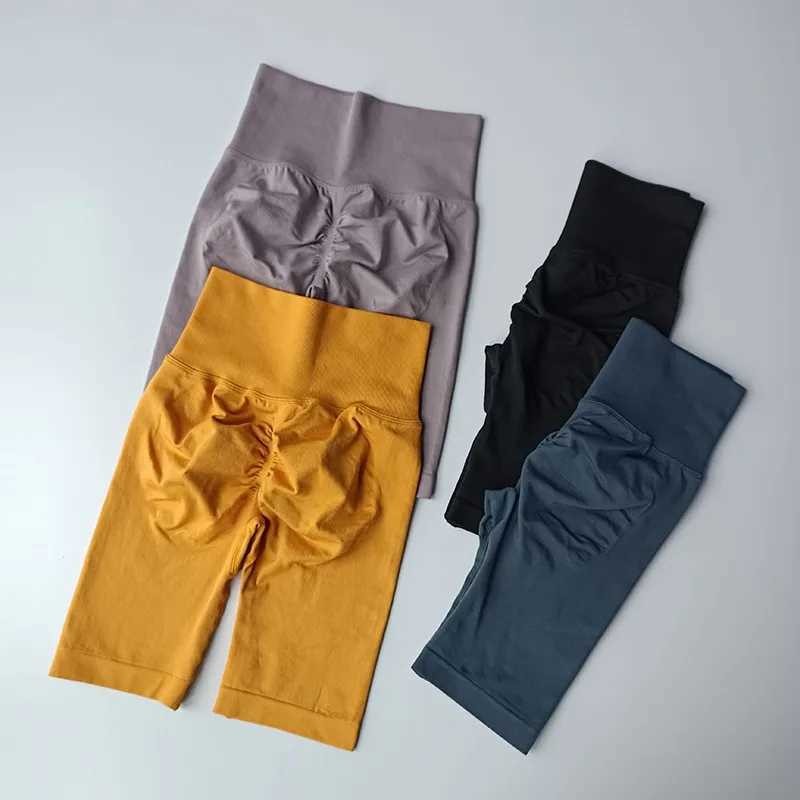 Womens yoga shorts high waisted exercise shorts hip push ups soft fitness fast drying running shorts abdominal control training gym shorts Y250412