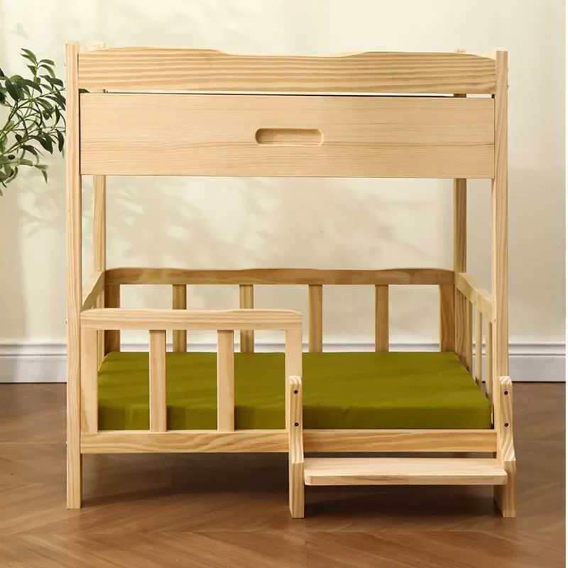 2-story solid wood princess pet bed universal cat and dog bed breathable pet shelter cat and dog climbing ladder X250412