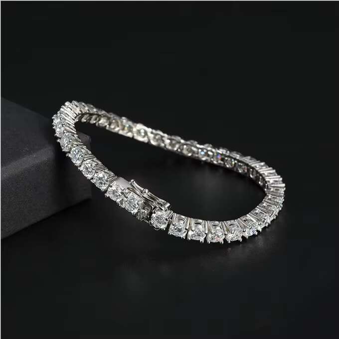 Wholesale White Gold 3 4 5 mm Iced GRA Diamond 925 Sterling Silver Men Women Fine Jewelry Bracelet Moissanite Tennis Chain