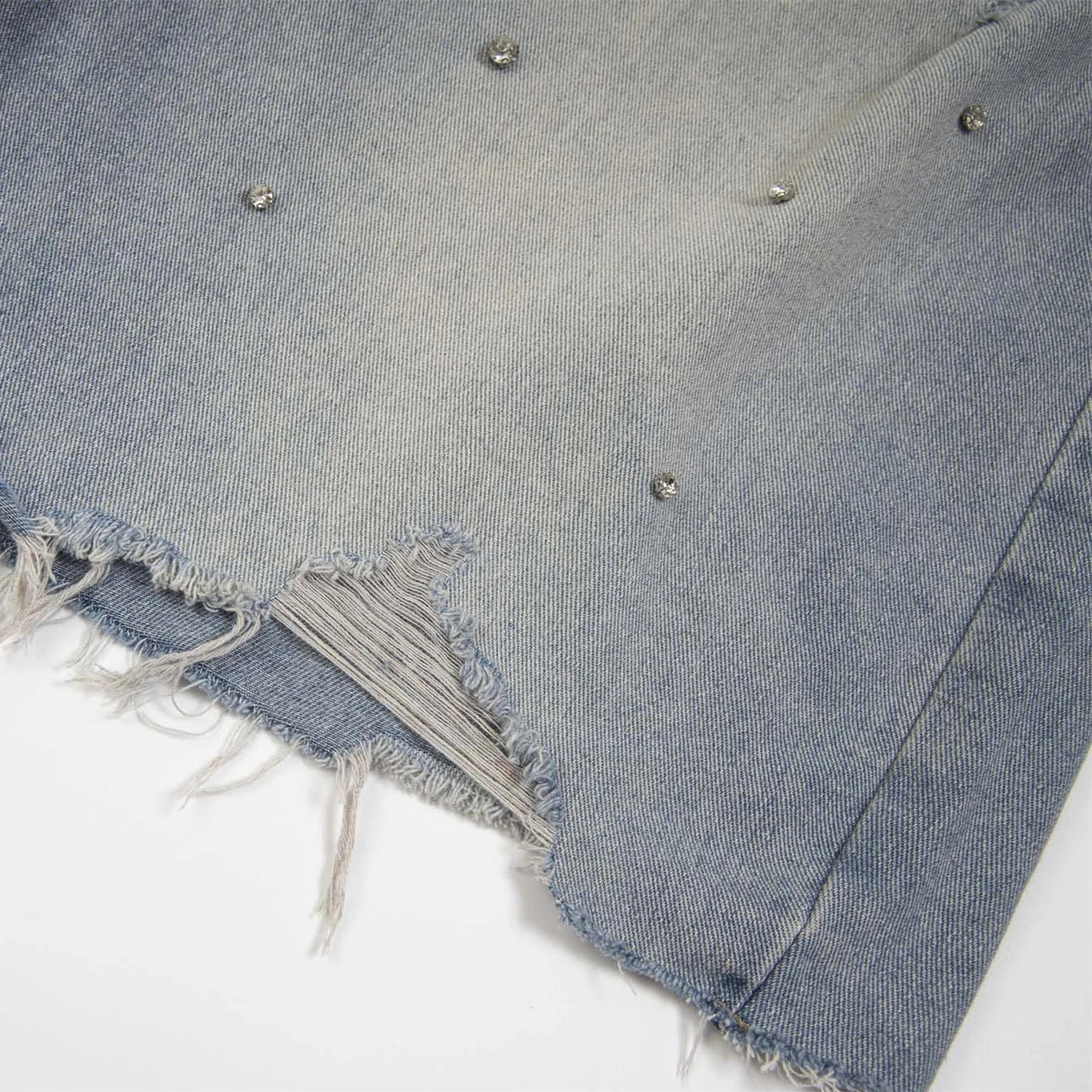 Rhinestone Hole Distressed Jean Shorts for Men Women Harajuku Streetwear Hip Hop Denim Short Pants Retro Shorts 250411