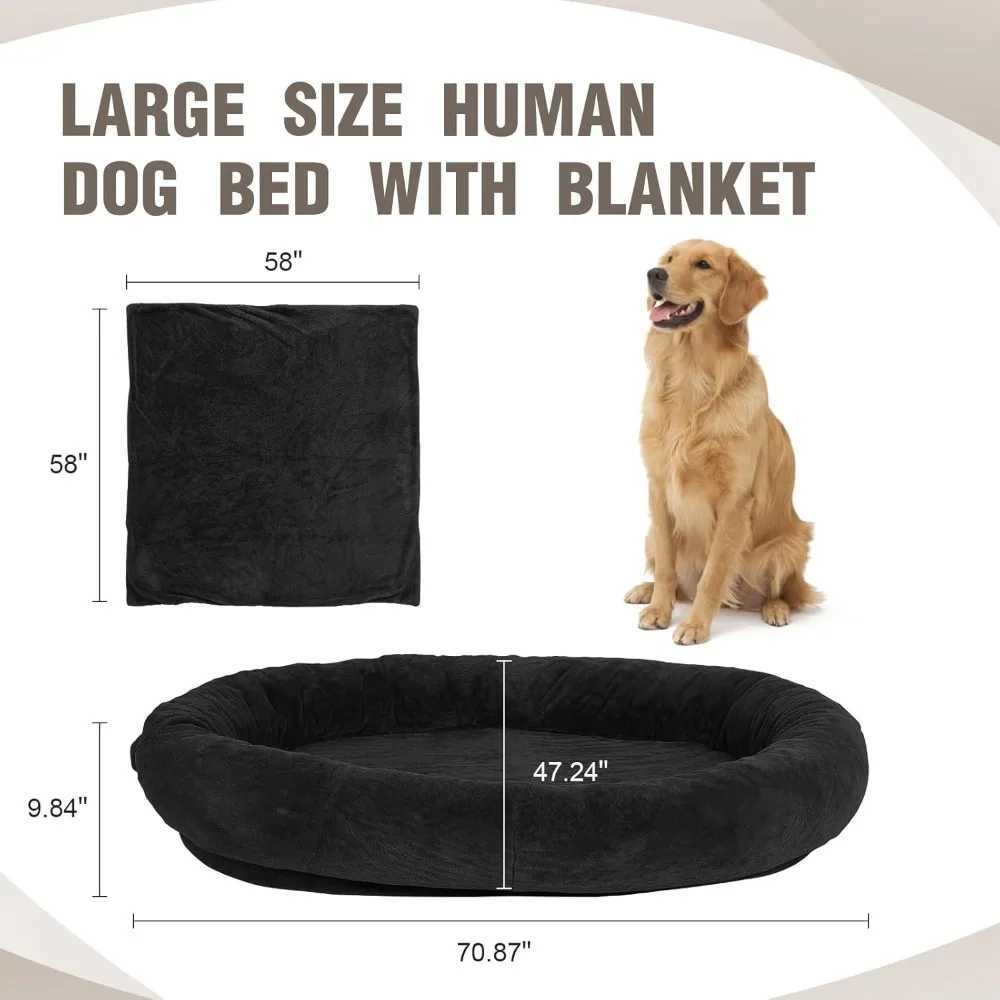 Extra large dog bed for medium-sized and large dogs large human dog bed giant pet bed with blanket detachable and washable cover anti slip Wa X250412