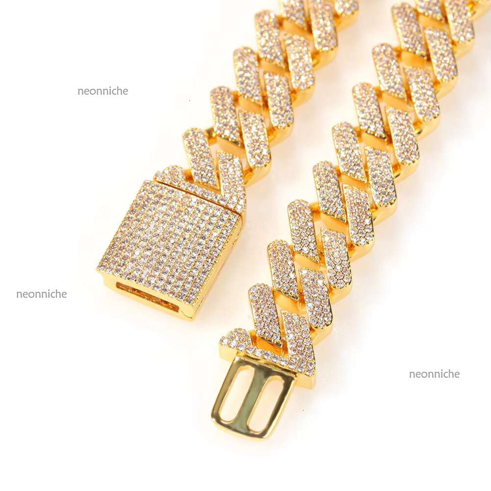 2025 New Trendy Fashion Jewelry 10mm 14mm Tow Rows Moissanite Men's Hip Hop Gold Plated Cuban k Chain Necklace