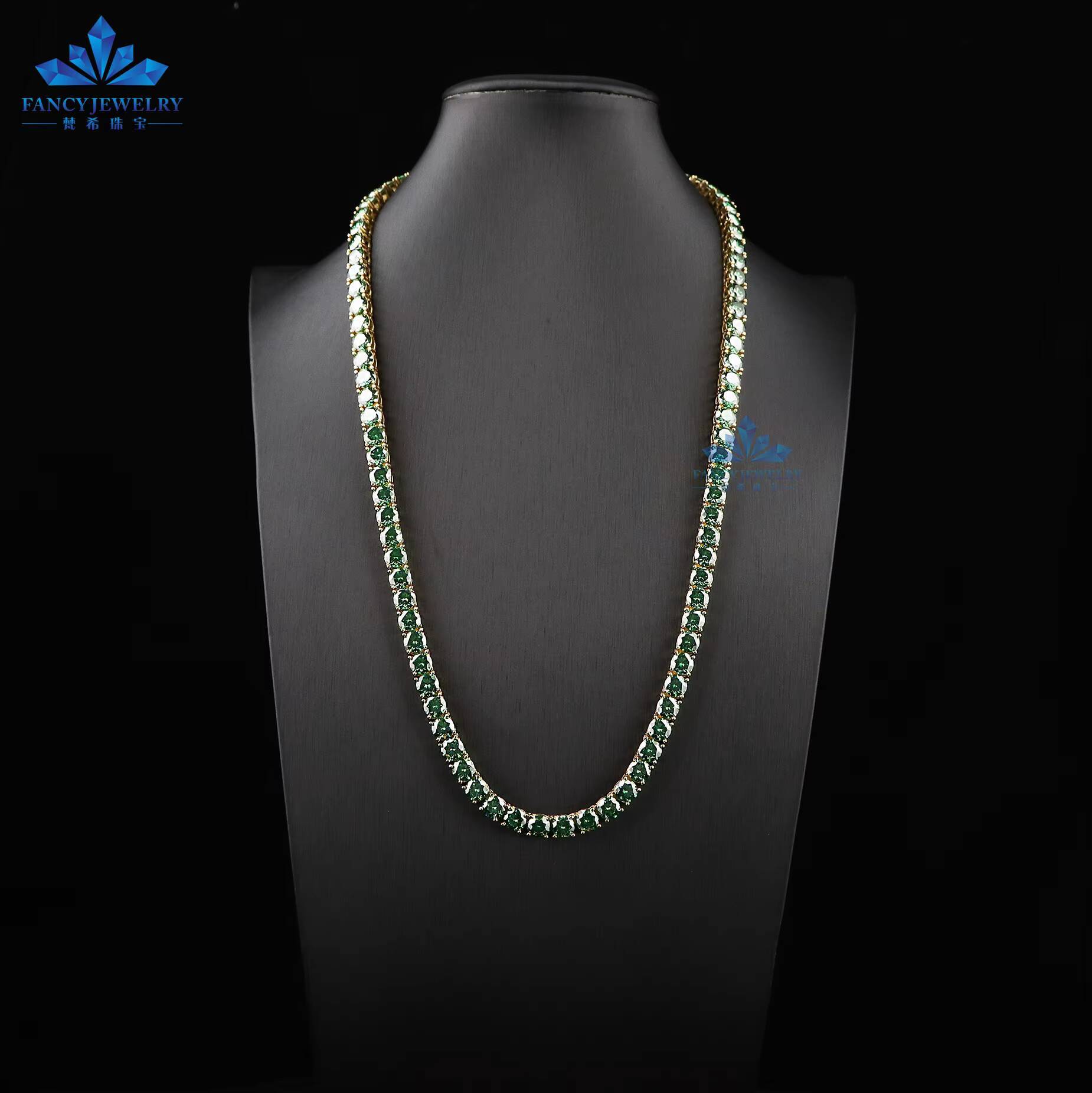 Shining Charm Moissanite Necklace 100 925 Silver 18k Gold Plated Yellow Green Colored Moissanite Tennis Chain Engagement Gift