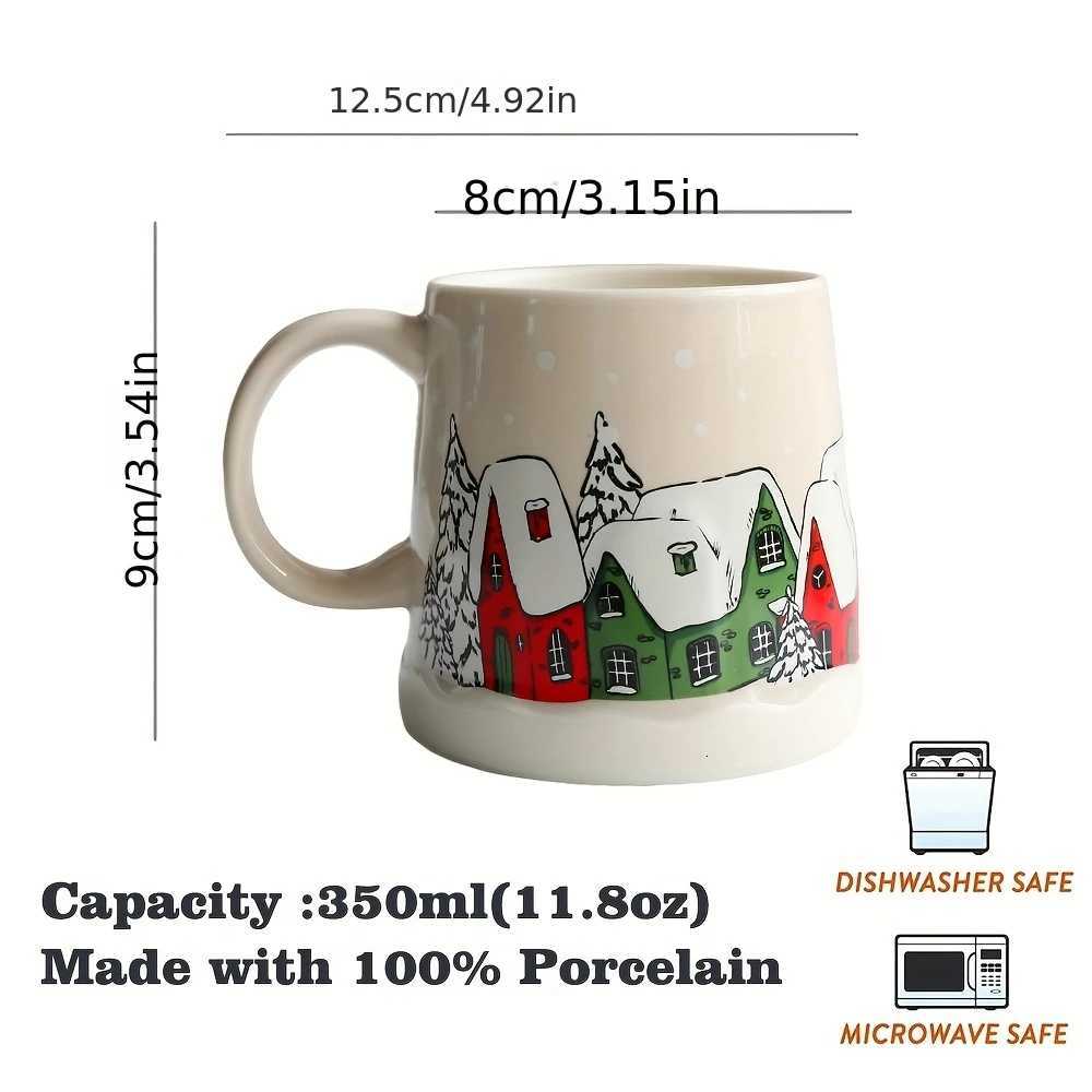 Christmas 350ML/118OZ Christmas Mug - Cute Ceramic Coffee Cup with SaucerBeautifulCreative Gift for HomeOfficeBreakfast Milk/Juice Y251112
