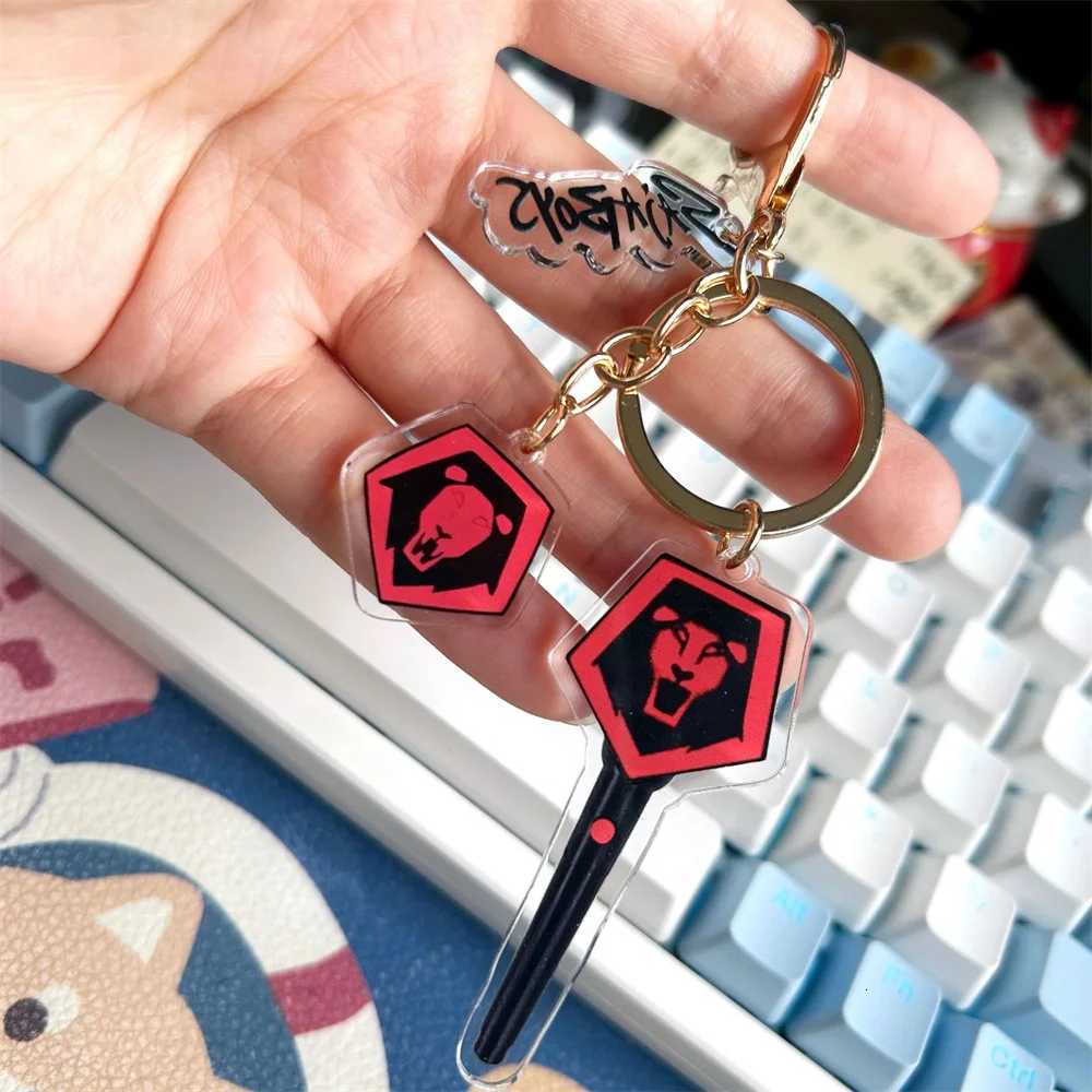 2pcs/set KPop Demon Hunters Kawaii Acrylic Light Stick Keychain Cartoon Movie Huntr/X Saja Boy Cosplay Accessories Pendant Gifts Z251111
