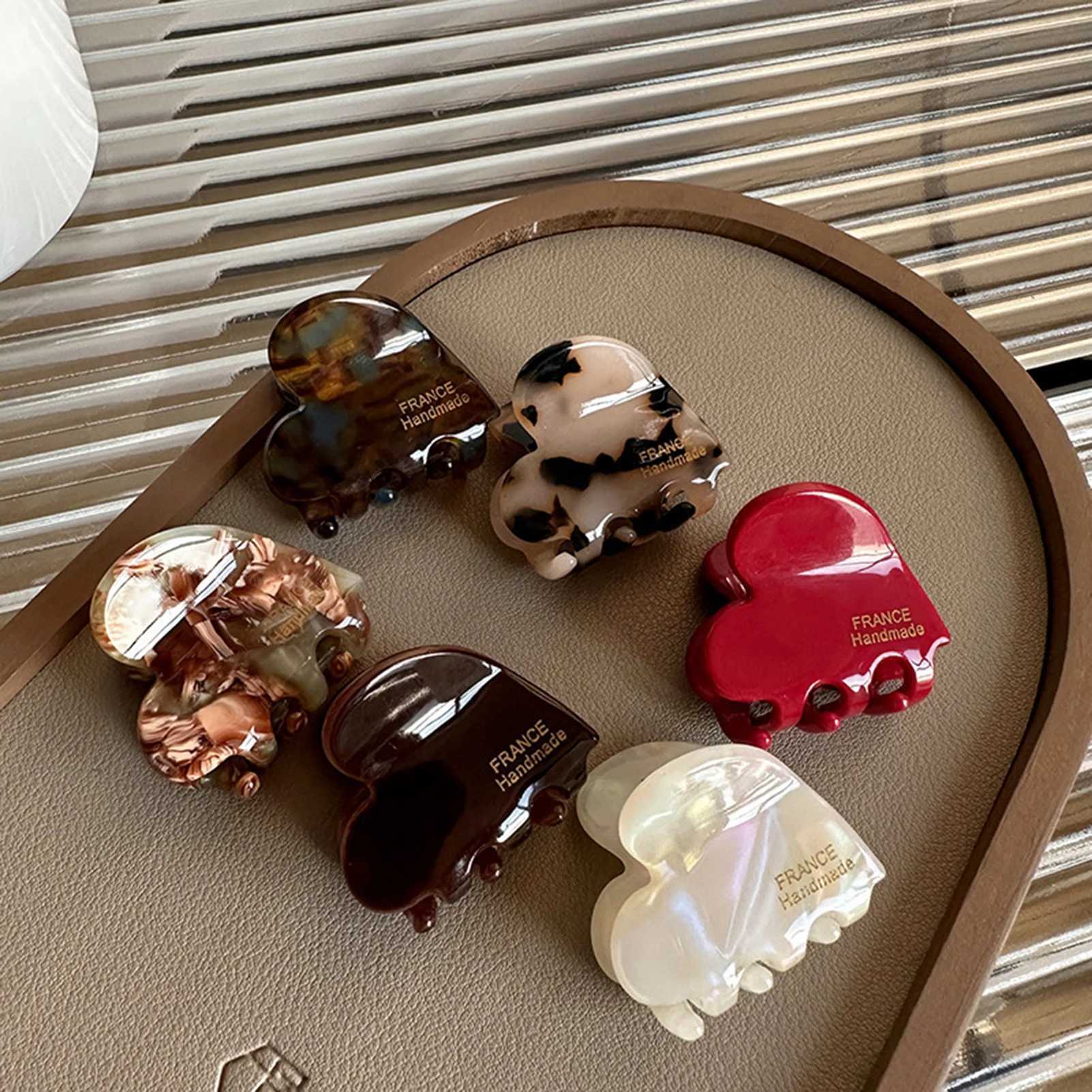 1/5 piece acetic acid hair clip creative heart-shaped holder suitable for women girls Exquisite half zip hair clips hair accessories Y2504012