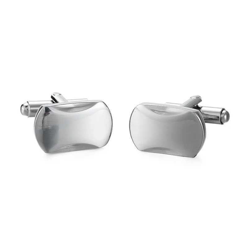 Classic Mens French Shirt Cufflinks Black Round Square Brushed Metal Cufflinks Business Set Accessories Jewelry GiftsT250412