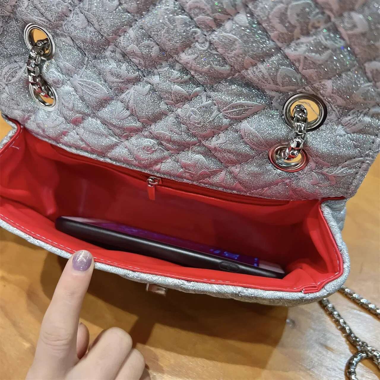 Dia-Encrusted Rhombus Chain Female 2025 New Autumn And Winter Shoulder Crossbody Fragrant Wind Small Bag Hand Bags