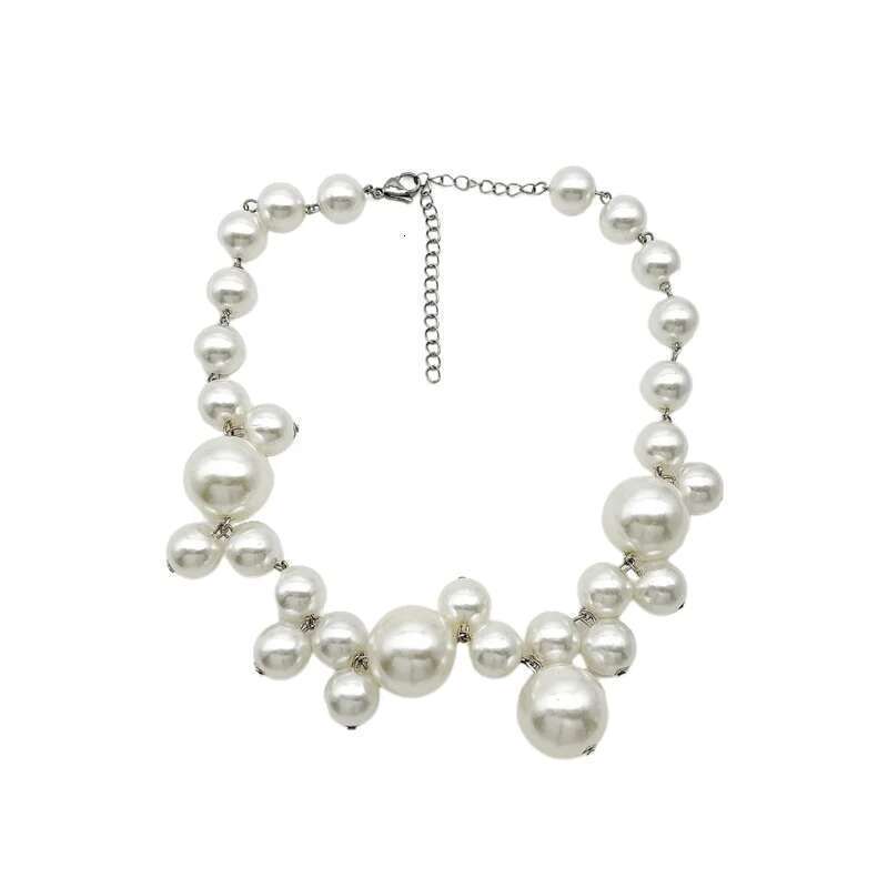 XIALUOKE Vintage Hyperbole Bead Pearls Collarbone Chain Women's Elegant Pendant Necklace Bride Jewelry