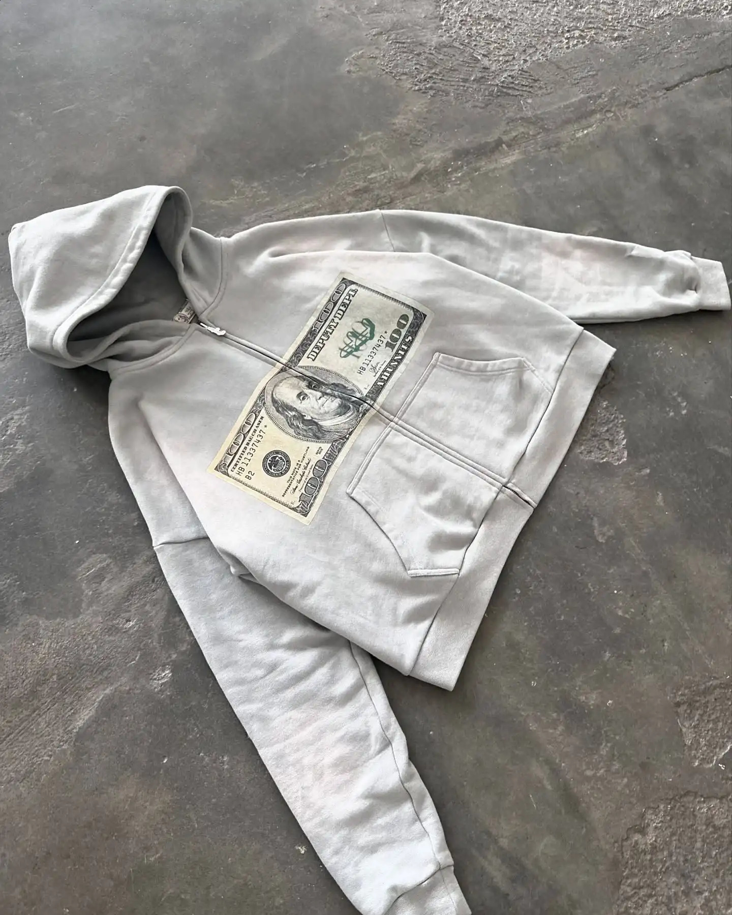 Bag Chaser Collection America Dollar Print Hip Hop Mens Loose Hoodie Cotton Zipper Hoodie 250411