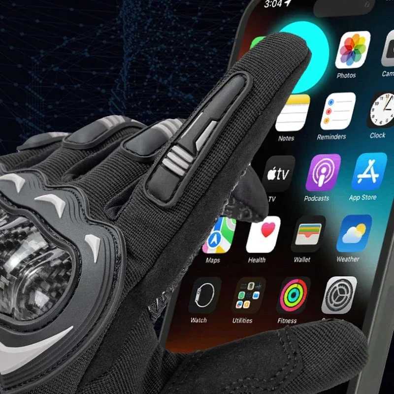 Motorcycle Sports Motocross Racing Gloves Summer Breathable Full Finger with Anti-Slip Anti-fall Palm Touchscreen Moto GuantesW251112