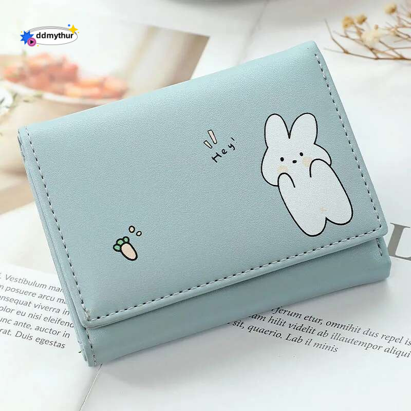 Women Short Cute Small Student Triple Fold Girl ID Bag Card Holder Coin Purse Ladies Wallets Cartoon Bags ddmythur