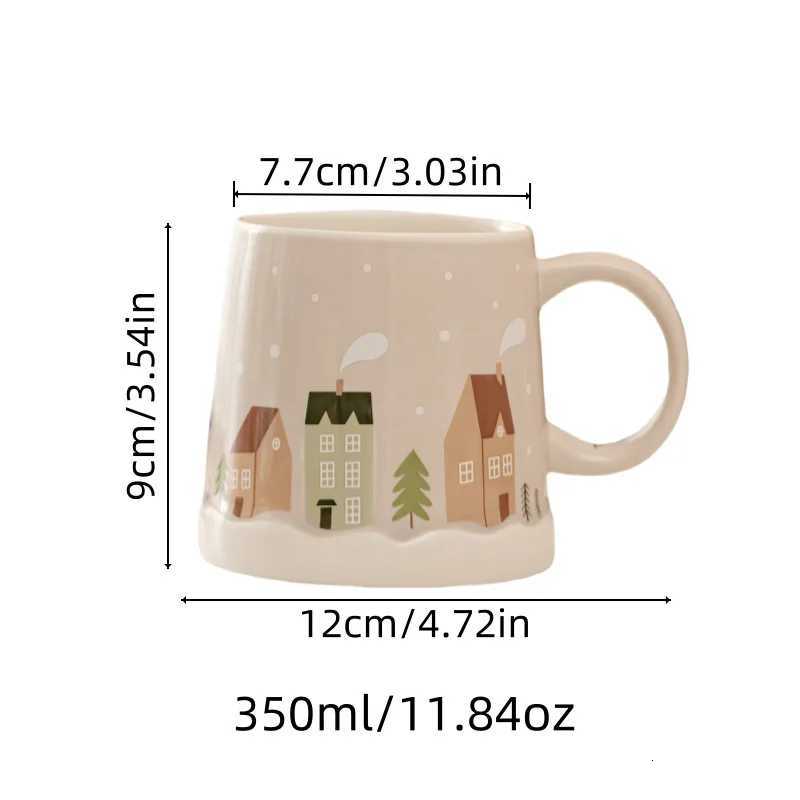 Christmas 1PC Large Capacity Ceramic Christmas Mug Holiday Theme Home Life Xmas Christmas Mug Festival Themed Supplies Y251112
