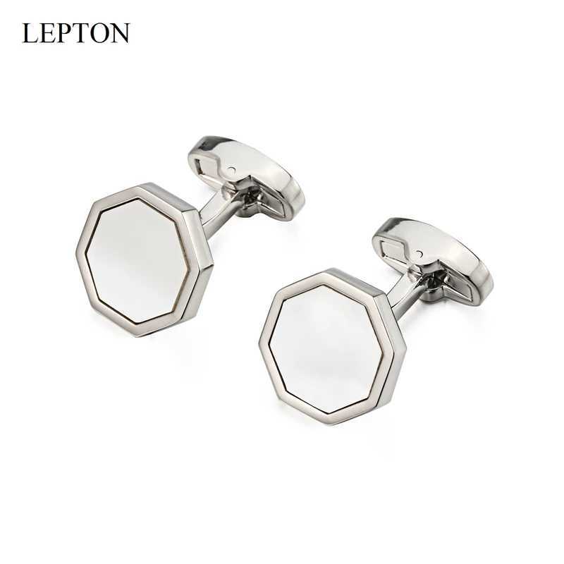 Lepton mother of pearl cufflinks tailcoat stud set fashionable shell cufflinks necklace stud cufflinks mens jewelry direct shippingT250412