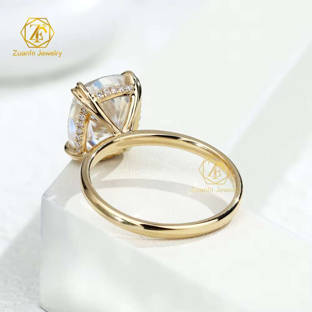 Luxury Custom 5CT VVS Moissanite Solitaire Engagement Wedding Ring 18K Gold with Mossanite Jewelry for Women