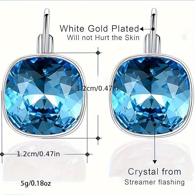 Sterg sier earrings with Austrian crystals, hypoallergenic square crystal earrings, exquisite anniversary birthday jewelry gift for women