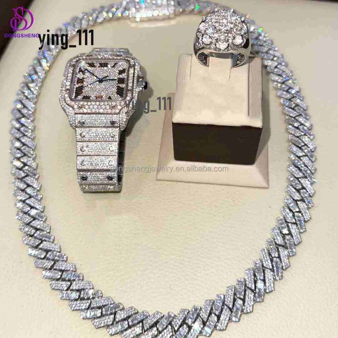 15mm 18mm Hip Hop Jewelry High Quality 925 Silver Cuban Necklace d Vvs Iced Out Moissanite Link Chain for Mens