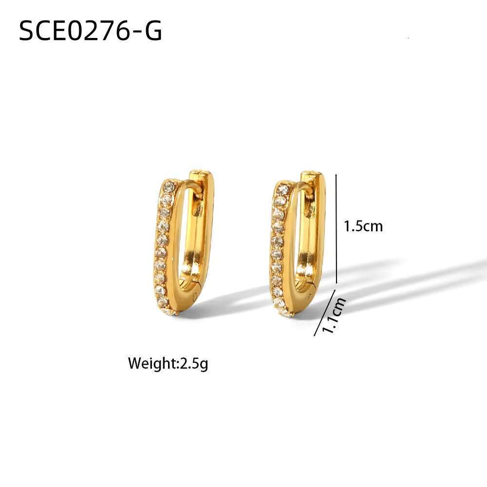 Wholesales Bulk Gold Plated Non Fade Dainty Zircon O-Shaped Stainless Steel Small Hoop Earrings Women Jewelry