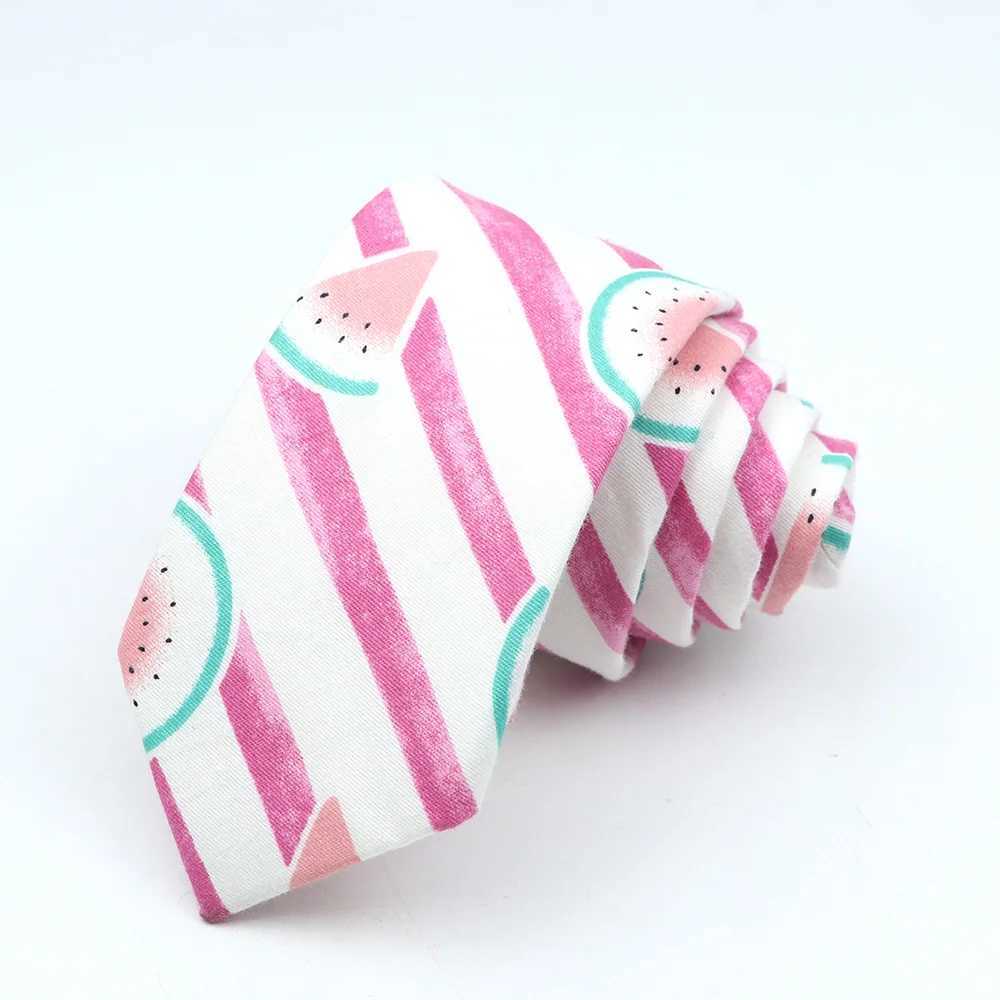 Cute Colourful Cartoon Tie For Men Women Skinny Cotton Animal Fruits Print Necktie Banana Duck Bear Narrow Cravate Funny GiftW251111